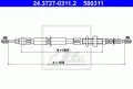 Linki i cięgna: Linka hamulca ręcznego tył prawy 1333mm ATE 24.3727-0311.2