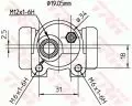 Cylinderek hamulcowy tył prawy TRW BWD134, fot. 