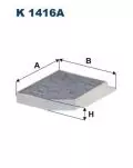  Filtr kabinowy - przeciwpyłkowy: Filtr kabinowy z węglem aktywnym Filtron K 1416A
